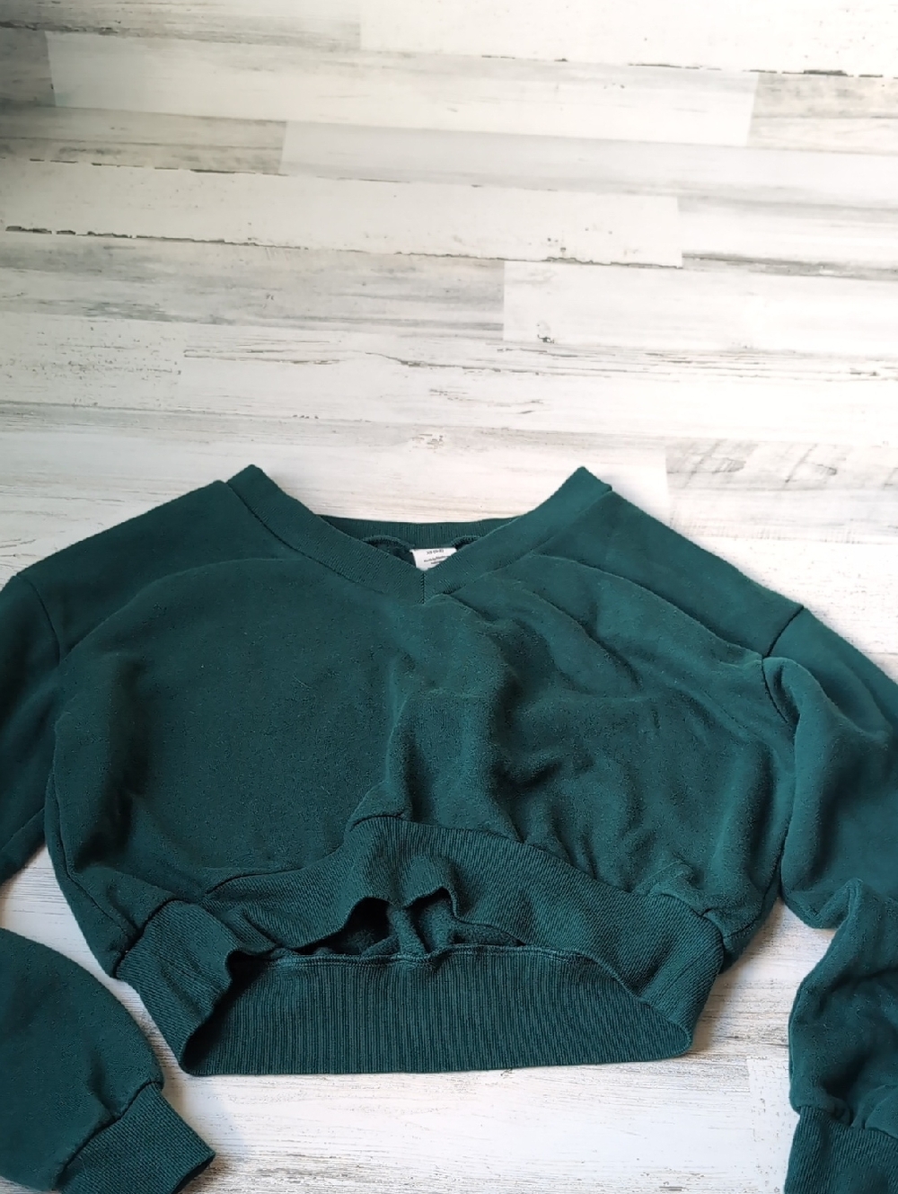 No Boundaries Teal V-Neck Cropped Sweater